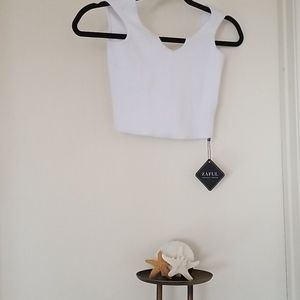 NWT FOREVER YOUNG WHITE CROP TOP